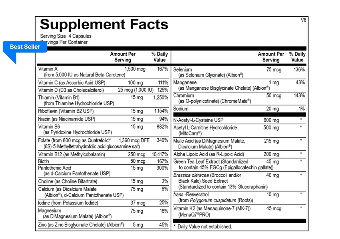 美國Ortho Molecular Product 綫粒體能量營養素 MitoCORE,120粒 膠囊