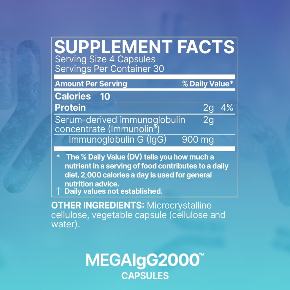 美國Microbiome Labs 牛血清免疫球蛋白IgG2000 Mega IgG2000,120粒膠囊