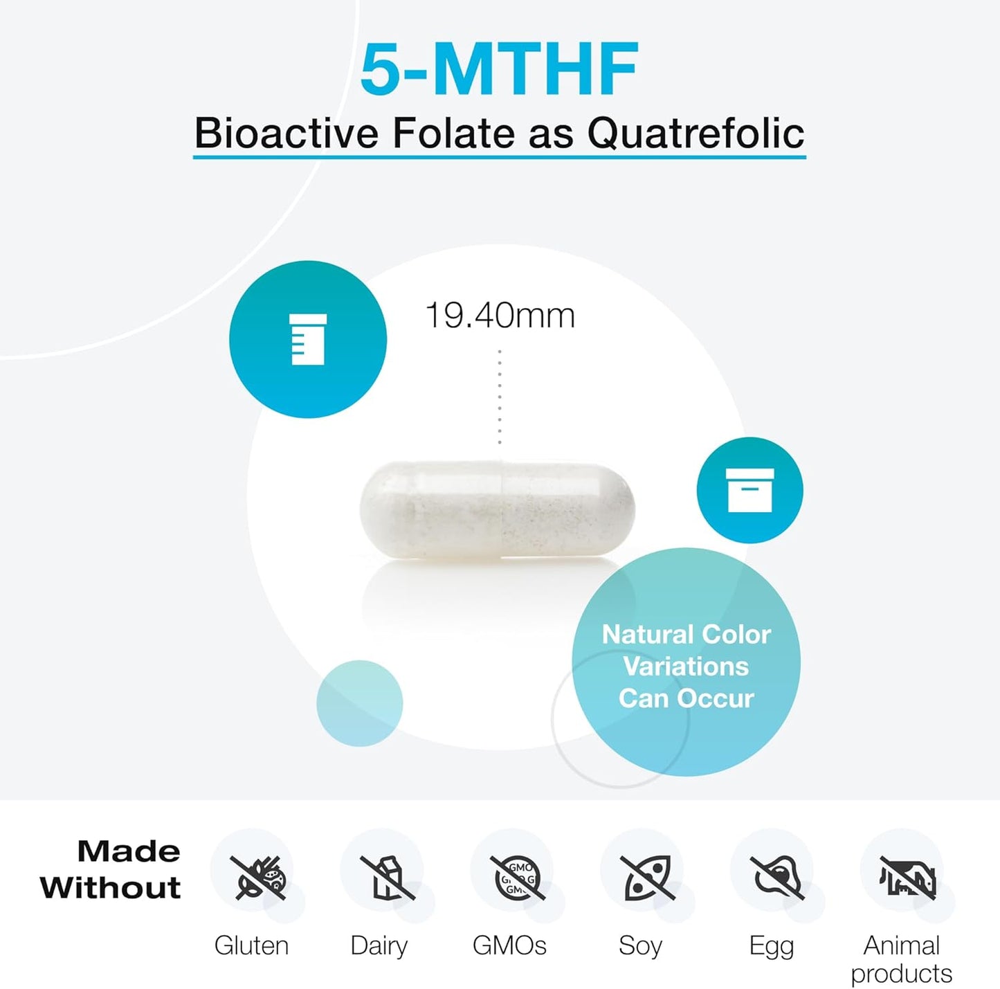 美國XYMOGEN 活性葉酸補充劑 5-MTHF,60 粒膠囊