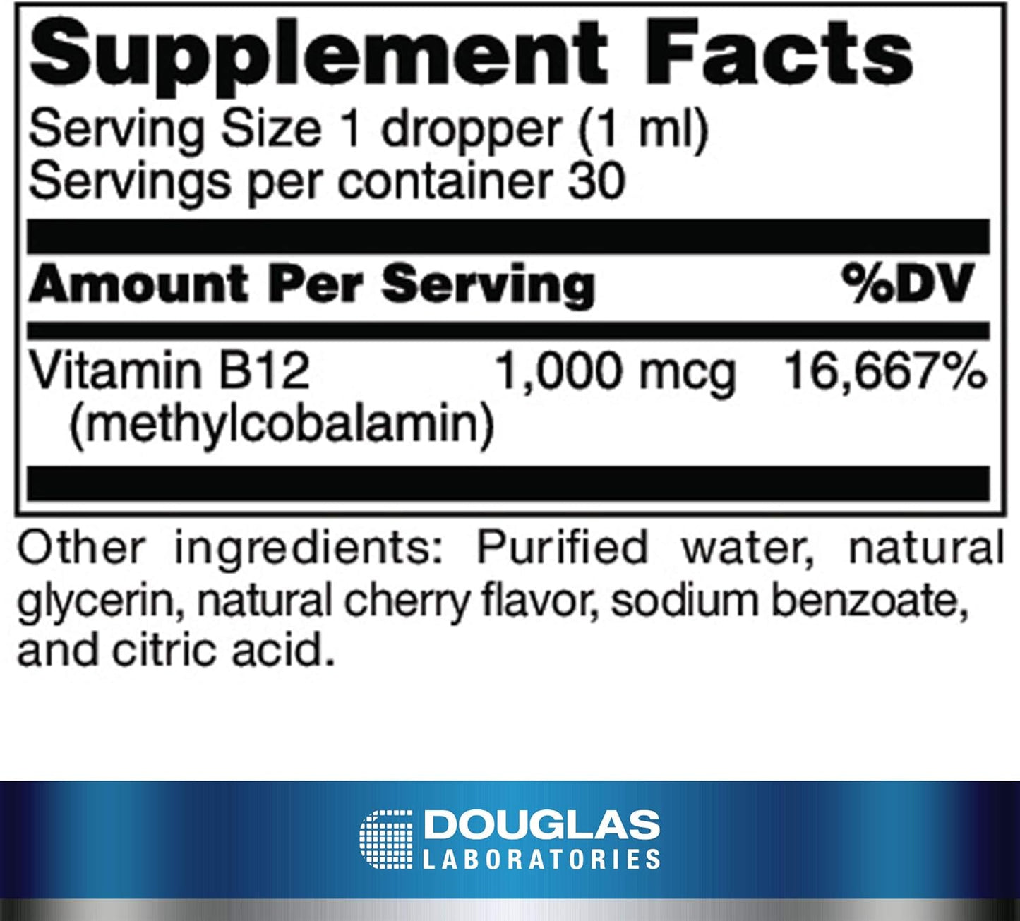 美國Douglas Laboratories 液體 B12(甲鈷胺) Liquid B12 (Formulated with Methylcobalamin) 30 mL