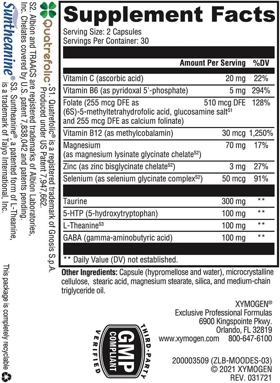 美國XYMOGEN 情緒食品 Mood Food ES,60 粒膠囊