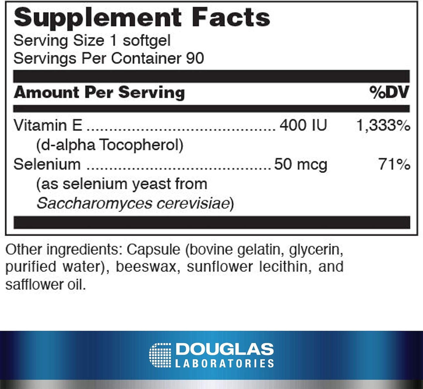 美國Douglas Laboratories 硒+維生素 E Selenium + Vitamin E 90粒 軟膠囊