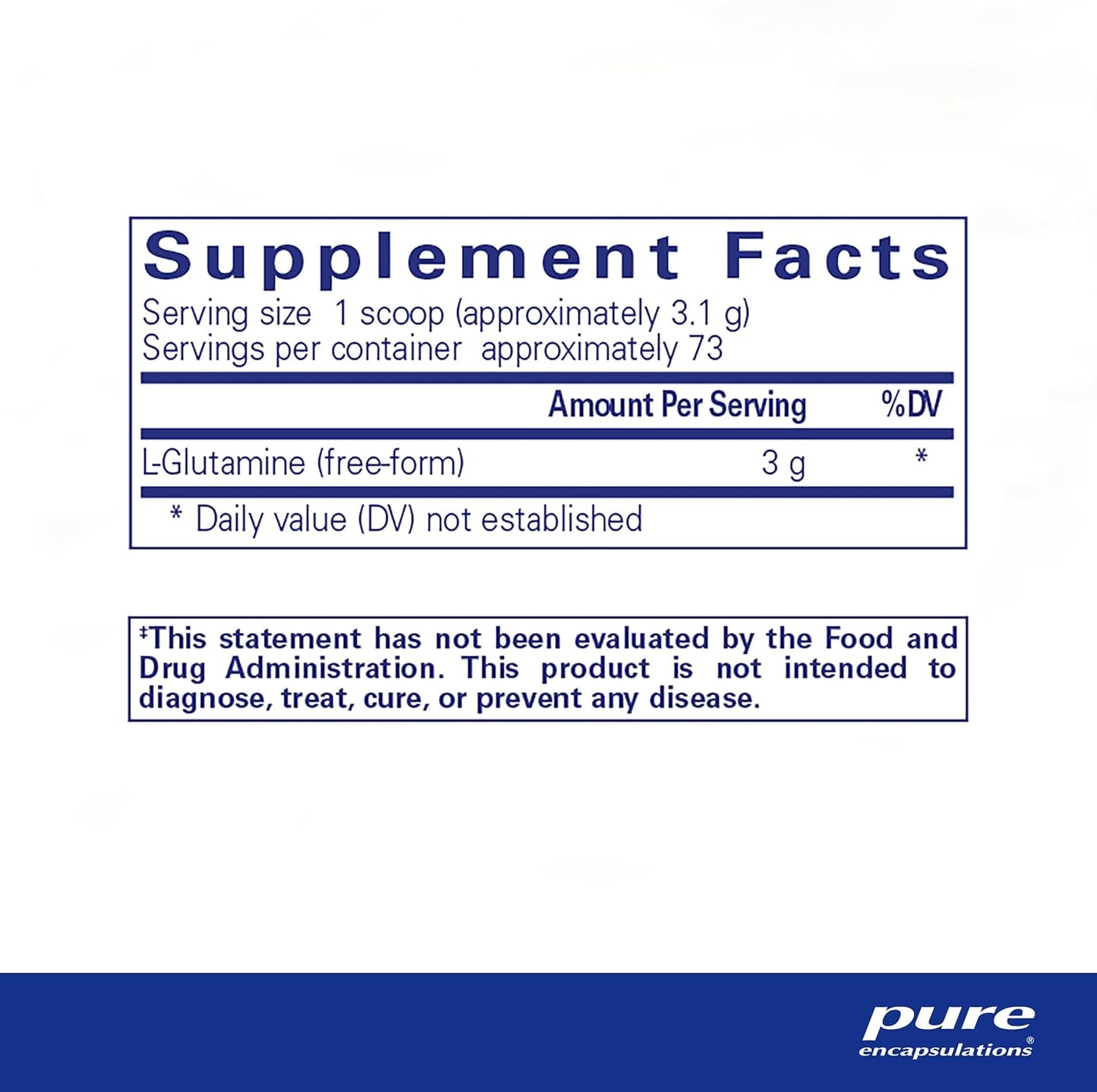 美國Pure Encapsulations 天然L-穀氨酸胺粉 腸道健康 L-Glutamine Powder 8盎司(227 g)