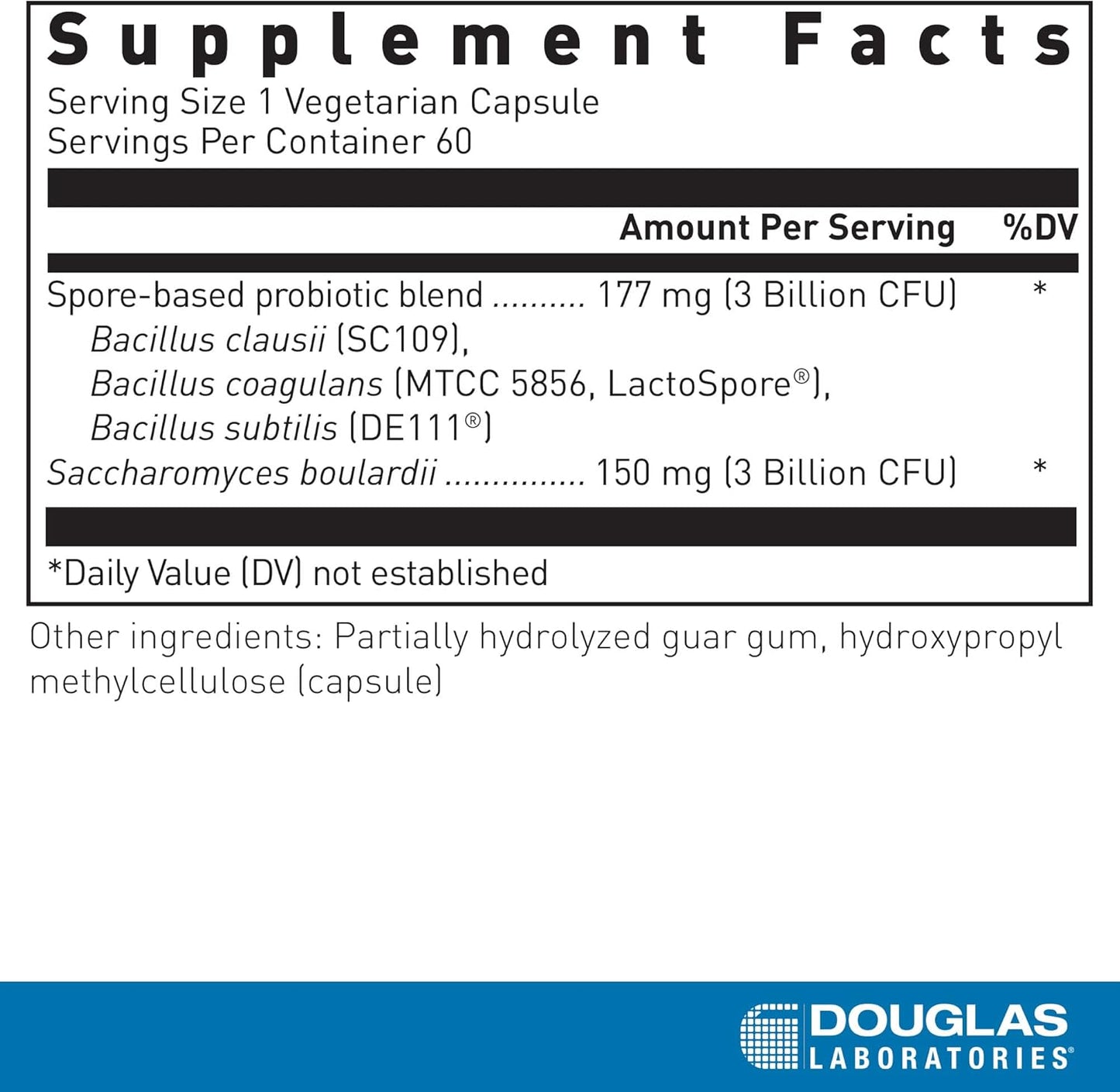 美國Douglas Laboratories 複合孢子益生菌+布拉迪酵母菌 Multi-Probiotic® Spore + SBC 60粒 膠囊