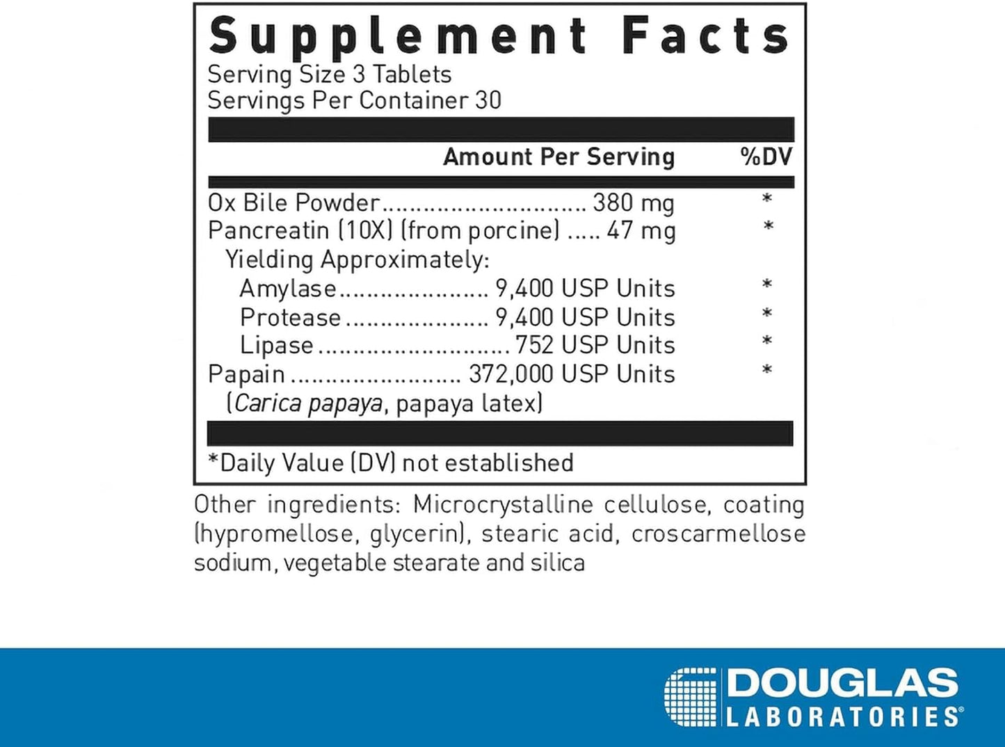 美國Douglas Laboratories - 消化酵素牛膽汁 - Bilex - 90片 藥片