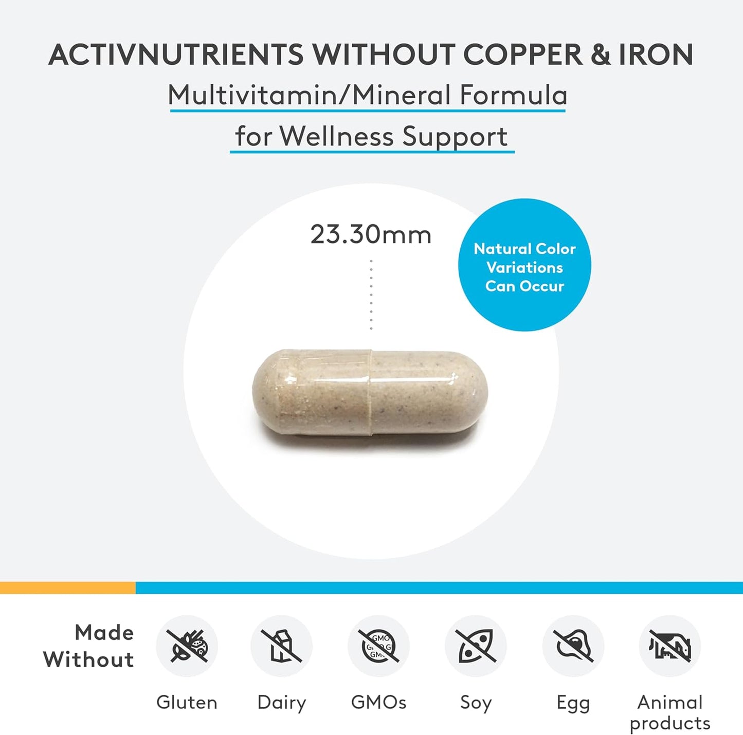 美國XYMOGEN 男女多維 不含銅和鐵 ActivNutrients® Without Copper & Iron,120 粒膠囊
