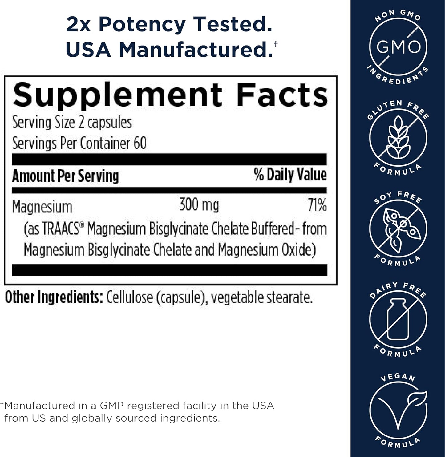 美國Designs for Health 甘氨酸鎂 Magnesium Glycinate Complex,120 粒素食膠囊
