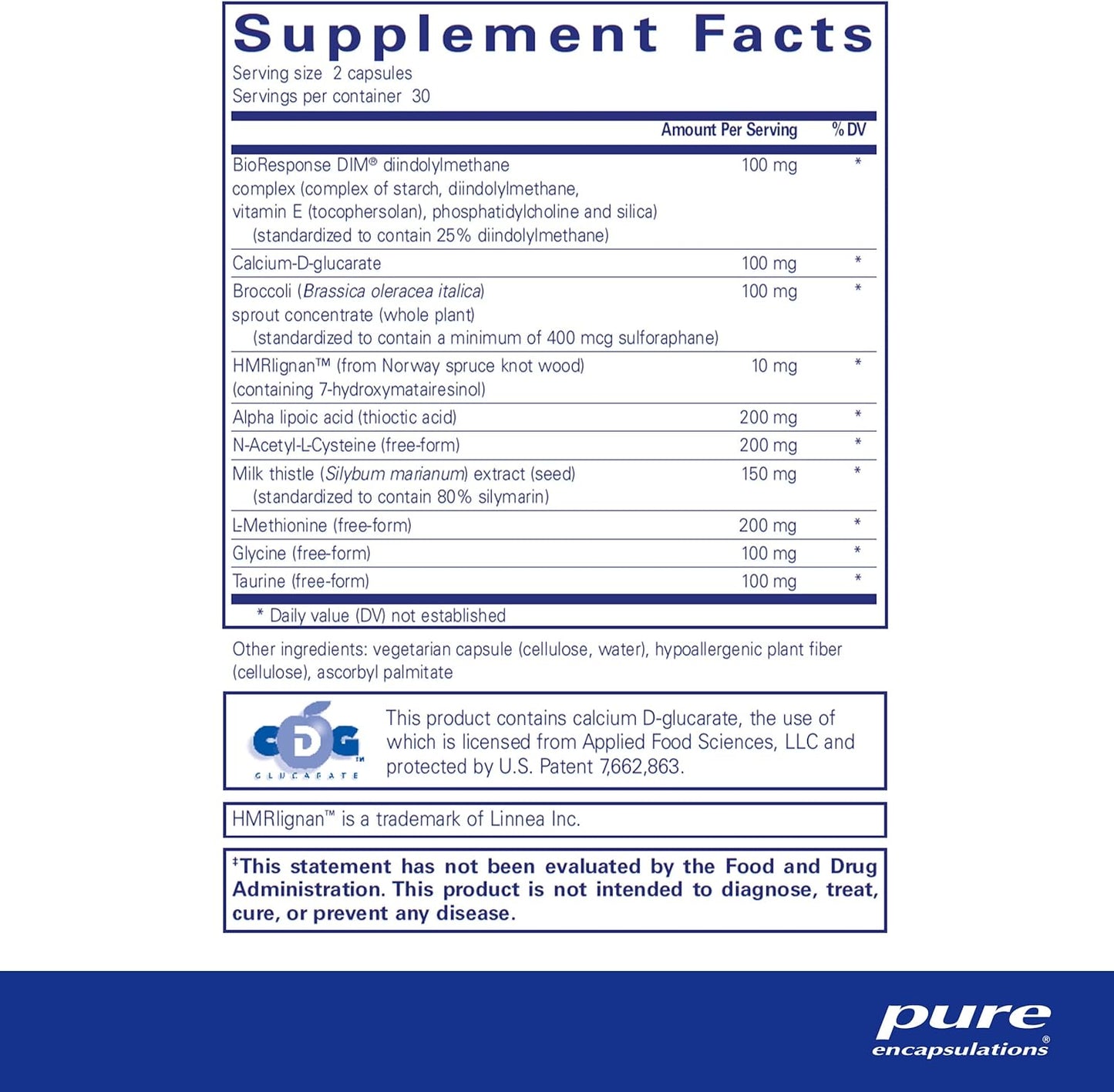 美國Pure Encapsulations DIM 二吲哚甲烷排毒 DIM Detox 60粒 膠囊