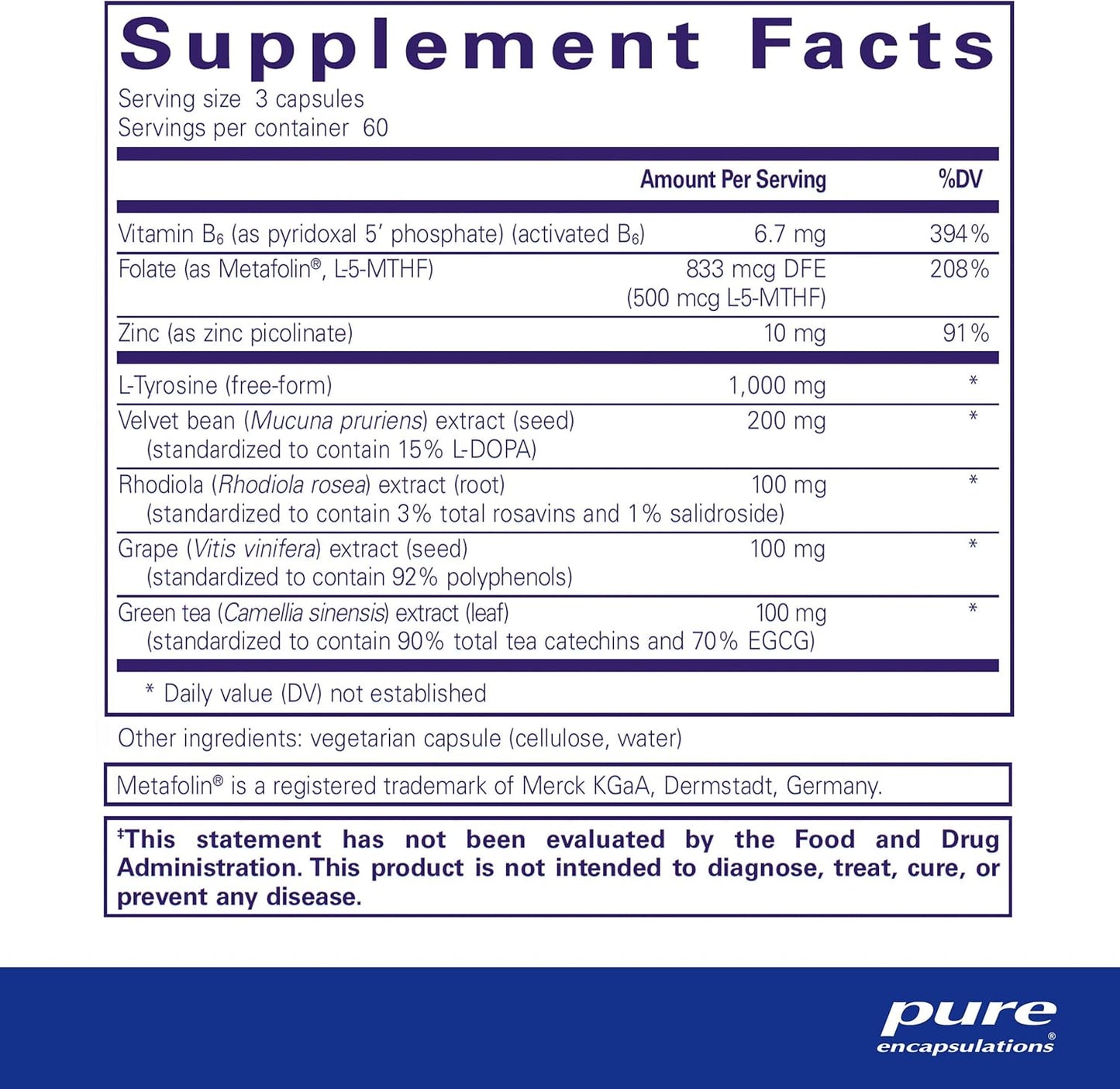 美國Pure Encapsulations -DopaPlus - 180 粒膠囊