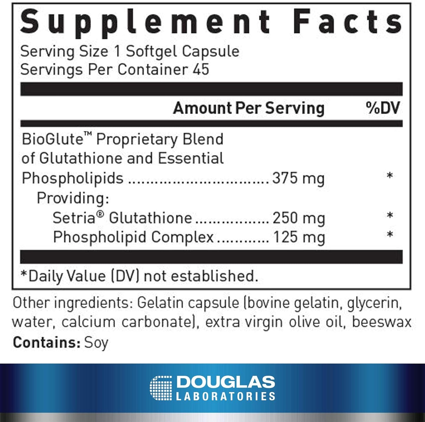 美國Douglas Laboratories 脂質體穀胱甘肽 Liposomal Glutathione 45粒 軟膠囊