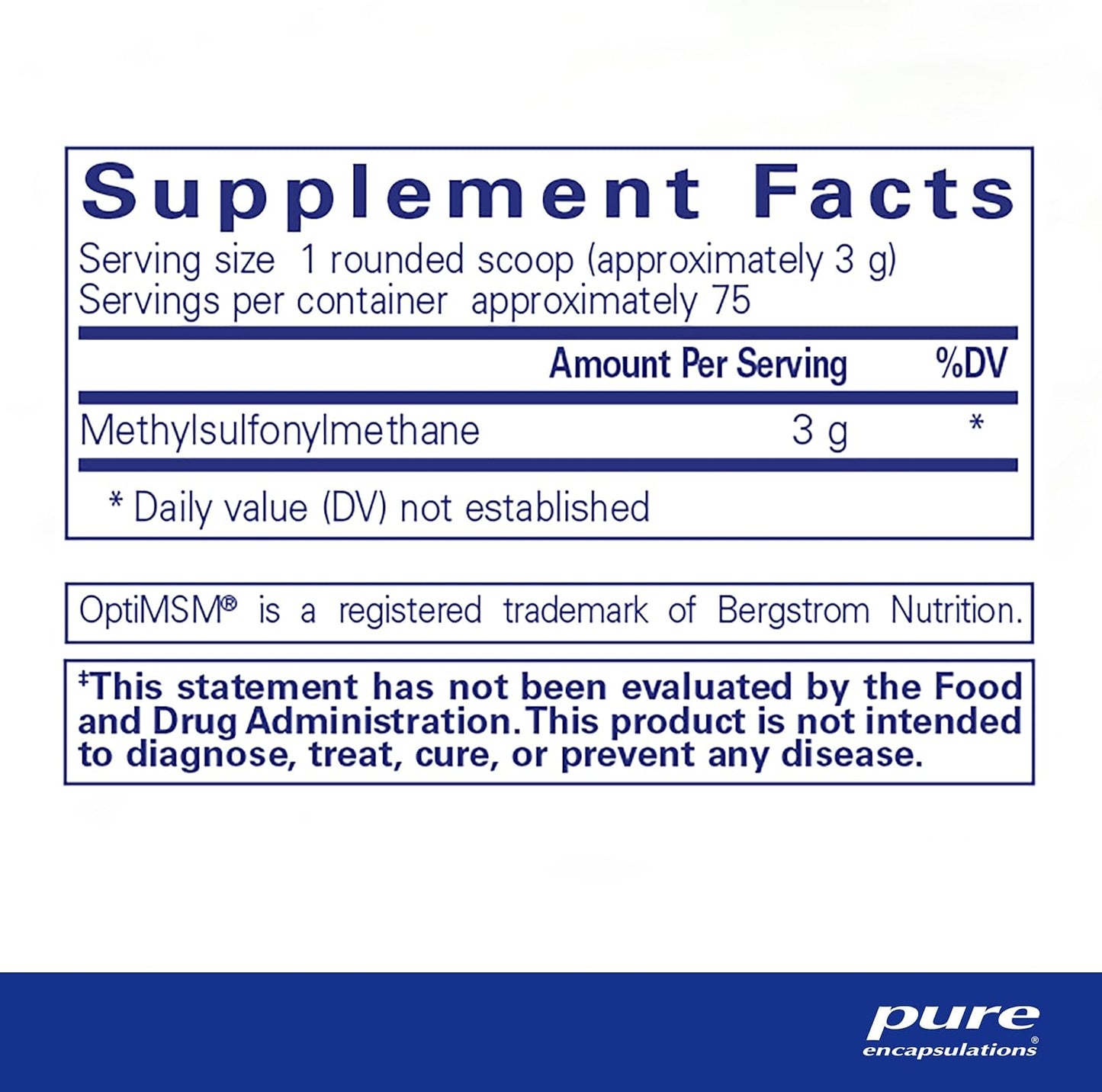 美國Pure Encapsulations MSM 粉 舒緩關節疼痛 MSM Powder 8盎司(227 g)