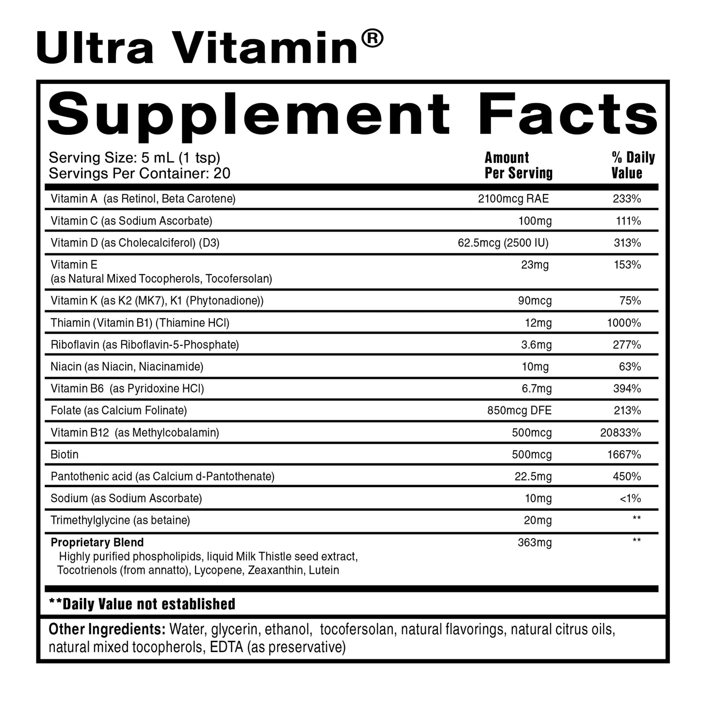 美國Quicksilver Scientific 脂質體超級複合維生素 Ultra Vitamin,100 mL