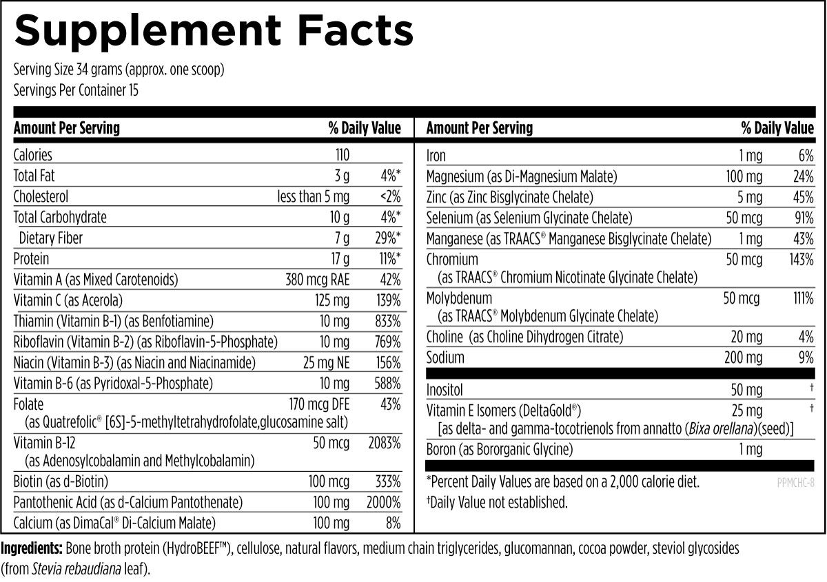 美國Designs for Health 牛骨湯蛋白粉 PaleoMeal,巧克力味 510 g(1.1 磅)