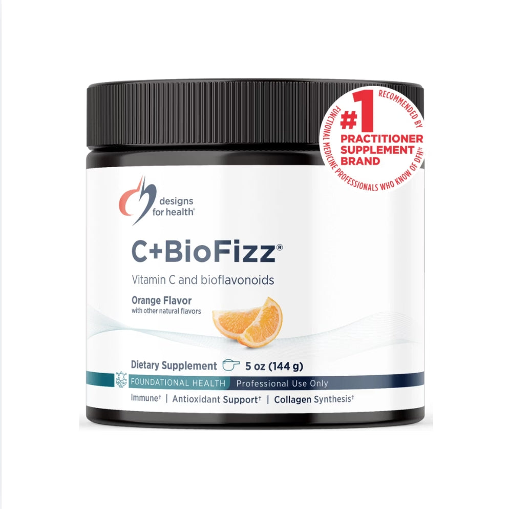 美國Designs for Health 維他命C+高效生物類黃酮泡騰粉 C+BioFizz，5盎司/144 g，橙味，免疫 + 抗氧化支持