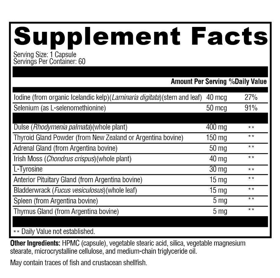 美國XYMOGEN  甲狀腺補充劑 T-150，60 粒素食膠囊