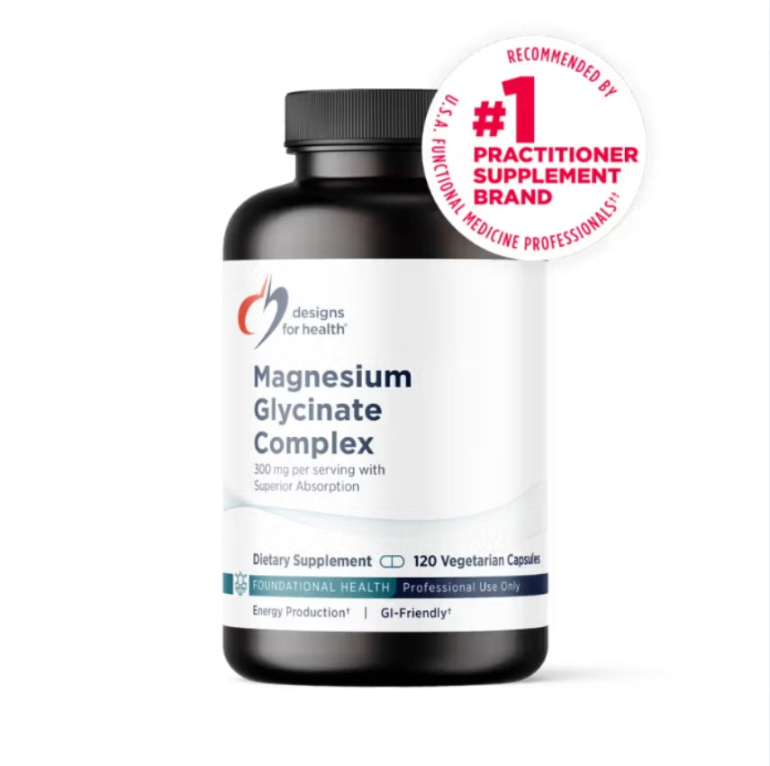 美國Designs for Health 甘氨酸鎂 Magnesium Glycinate Complex，120 粒素食膠囊