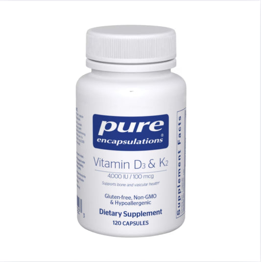 美國Pure Encapsulations  維他命D3 & K2 Vitamin D3 & K2，120 粒 膠囊