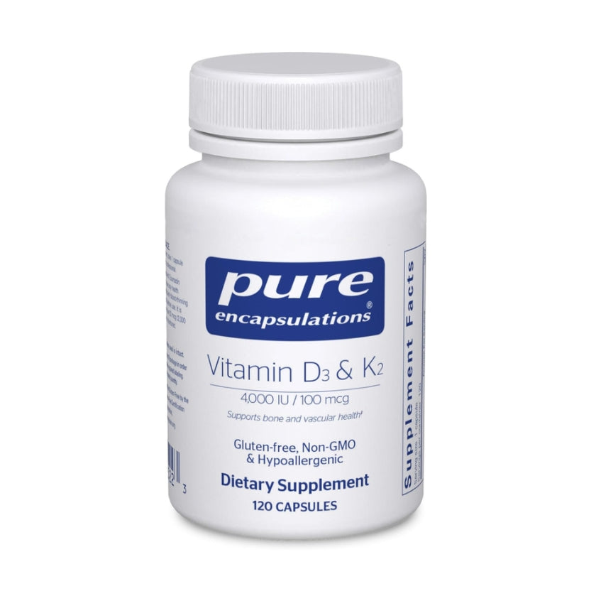 美國Pure Encapsulations  維他命D3 & K2 Vitamin D3 & K2，120 粒 膠囊