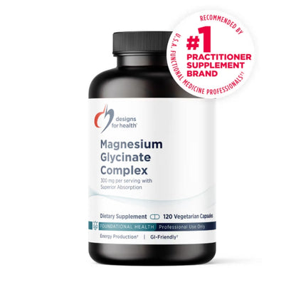 美國Designs for Health 甘氨酸鎂 Magnesium Glycinate Complex，120 粒素食膠囊