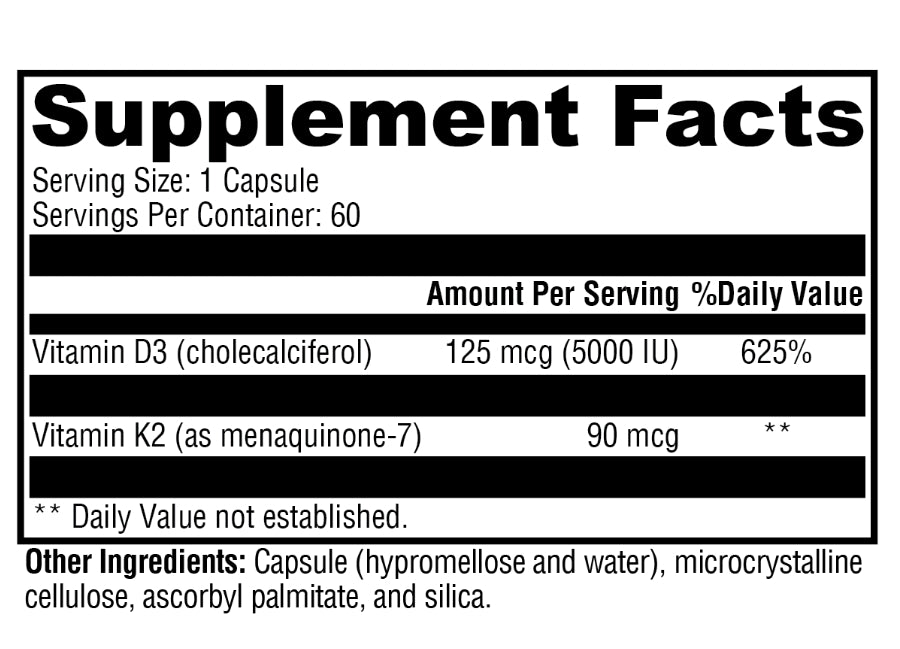 美國XYMOGEN 維他命K2 - D3 5000，90 粒素食膠囊