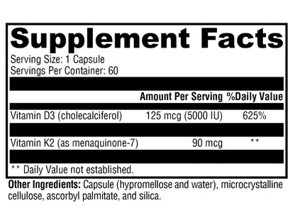 美國XYMOGEN 維他命K2 - D3 5000，90 粒素食膠囊