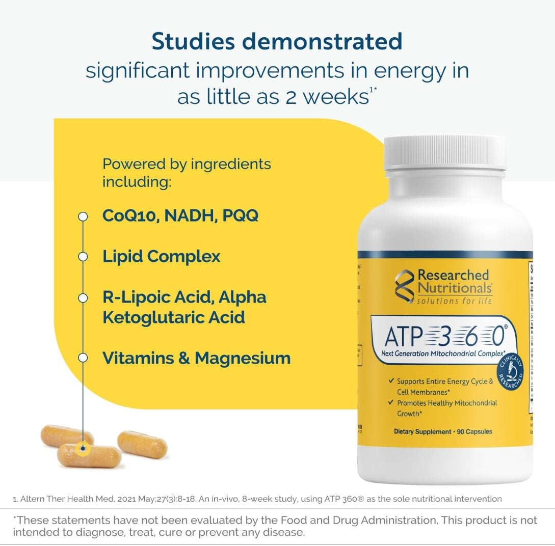 美國Researched Nutritionals 綫粒體能量支持 ATP 360，90粒膠囊