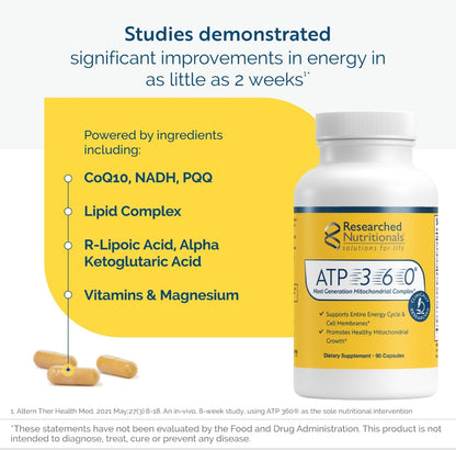 美國Researched Nutritionals 綫粒體能量支持 ATP 360，90粒膠囊