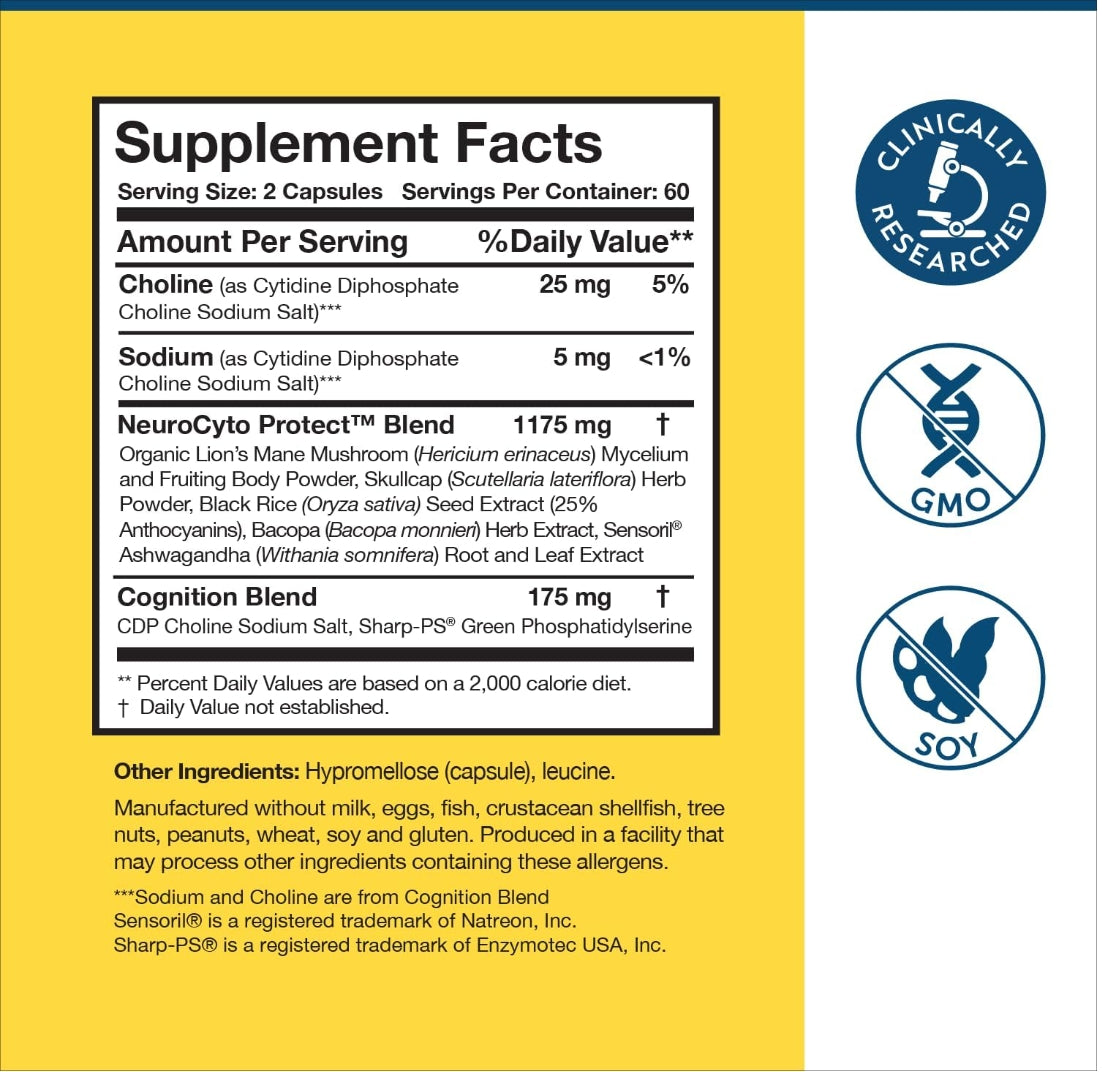 美國Researched Nutritionals 腦源性神經營養因子 BDNF Essentials，120粒膠囊