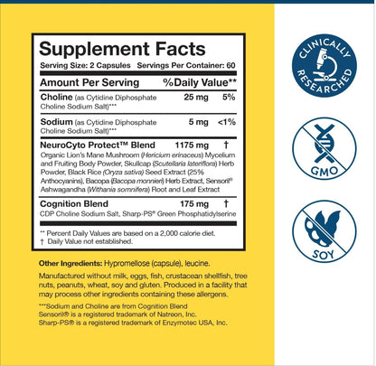 美國Researched Nutritionals 腦源性神經營養因子 BDNF Essentials，120粒膠囊