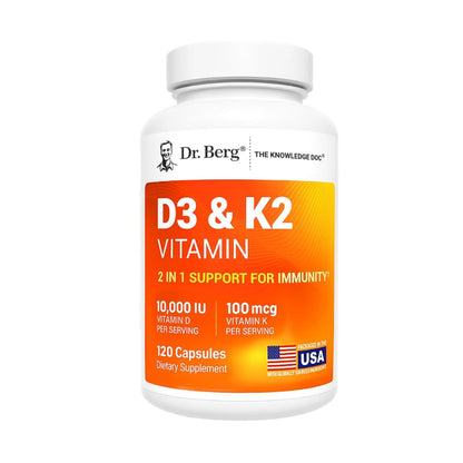美國Dr. Berg 維他命D3 & K2 10,000 IU + MK7，120粒膠囊