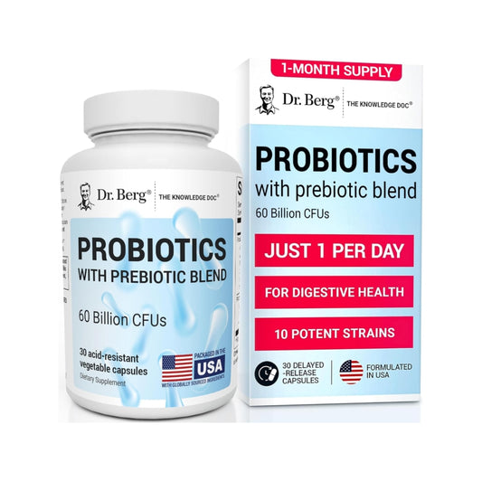 美國Dr. Berg 600億活性益生菌+益生元 Probiotic with probiotics，30粒胶囊