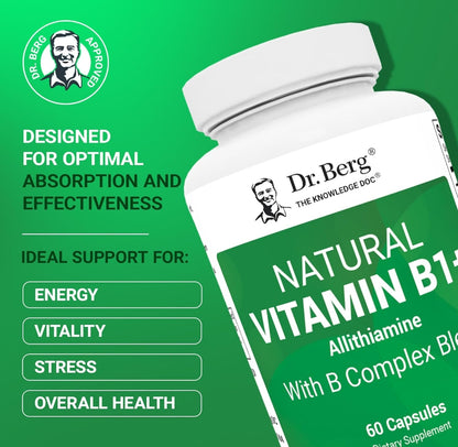 美國Dr. Berg 天然維生素B1+ 含B群維生素 Natural Vitamin B1+，60粒膠囊