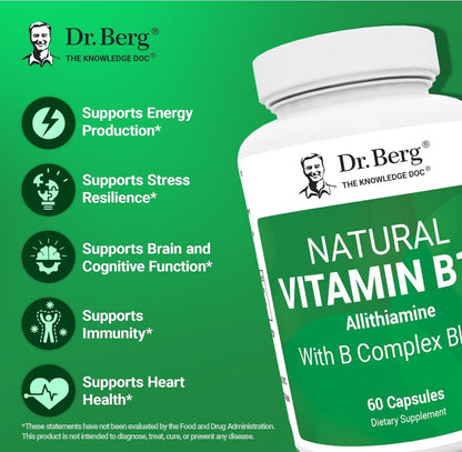 美國Dr. Berg 天然維生素B1+ 含B群維生素 Natural Vitamin B1+，60粒膠囊