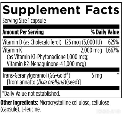 美國Designs for Health 維他命D3 5000IU+維他命K1/K2 Vitamin D Supreme，60粒膠囊