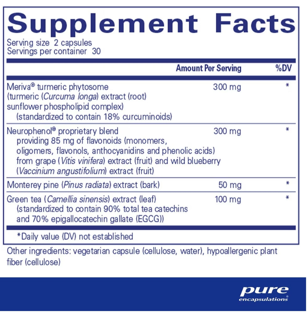 美國Pure Encapsulations 大腦吸收姜黃素 CurcumaSorb Mind 60粒 膠囊