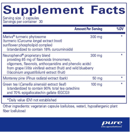 美國Pure Encapsulations 大腦吸收姜黃素 CurcumaSorb Mind 60粒 膠囊