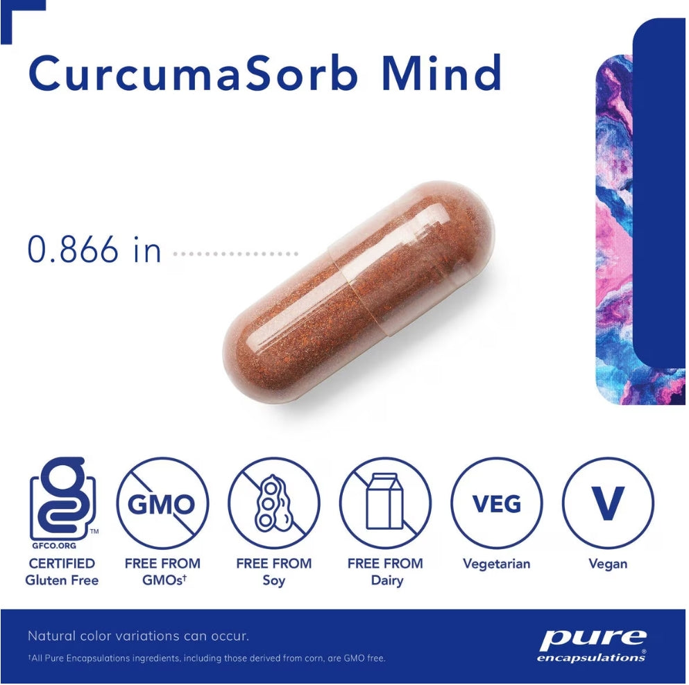 美國Pure Encapsulations 大腦吸收姜黃素 CurcumaSorb Mind 60粒 膠囊