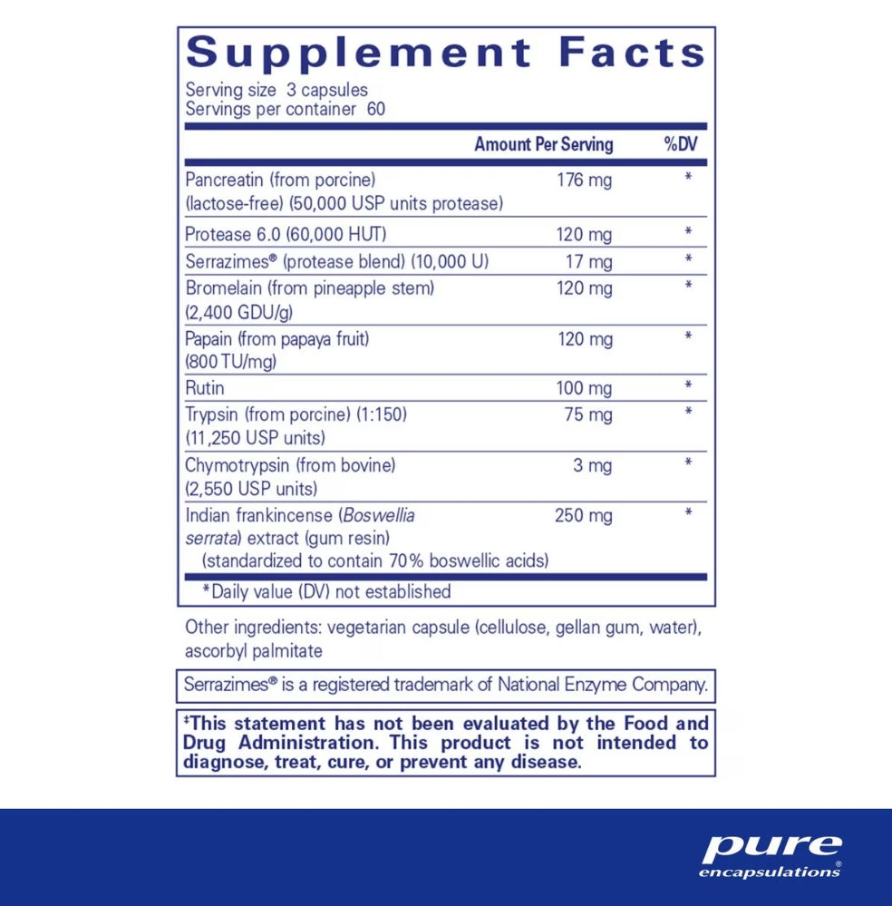 美國Pure Encapsulations 系統性酶關節軟骨健康 Systemic Enzyme Complex 180粒膠囊