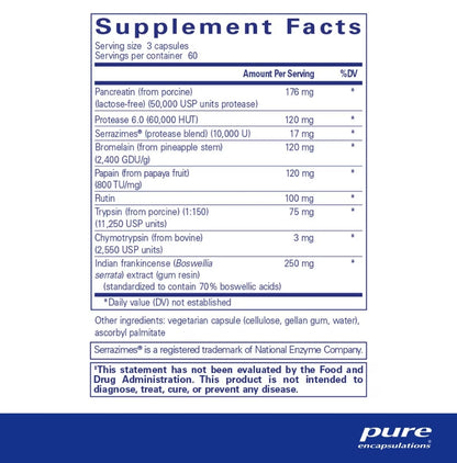 美國Pure Encapsulations 系統性酶關節軟骨健康 Systemic Enzyme Complex 180粒膠囊