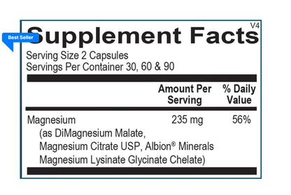 美國Ortho Molecular Product 三種鎂 Reacted Magnesium，60粒 膠囊