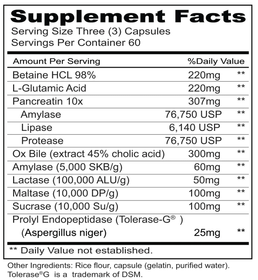 美国Priority One 複合消化酵素含鹽酸甜菜堿 180粒