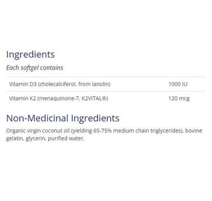 加拿大CanPrev 維生素D3 10000IU & K2有機椰子油基底， Vitamin D3 & K2+MCT，60粒 膠囊