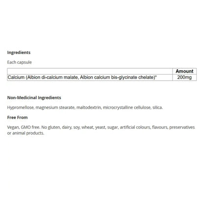 加拿大CanPrev 鈣（蘋果酸/甘氨酸） Calcium Malate Bis-Glycinate，120粒 膠囊