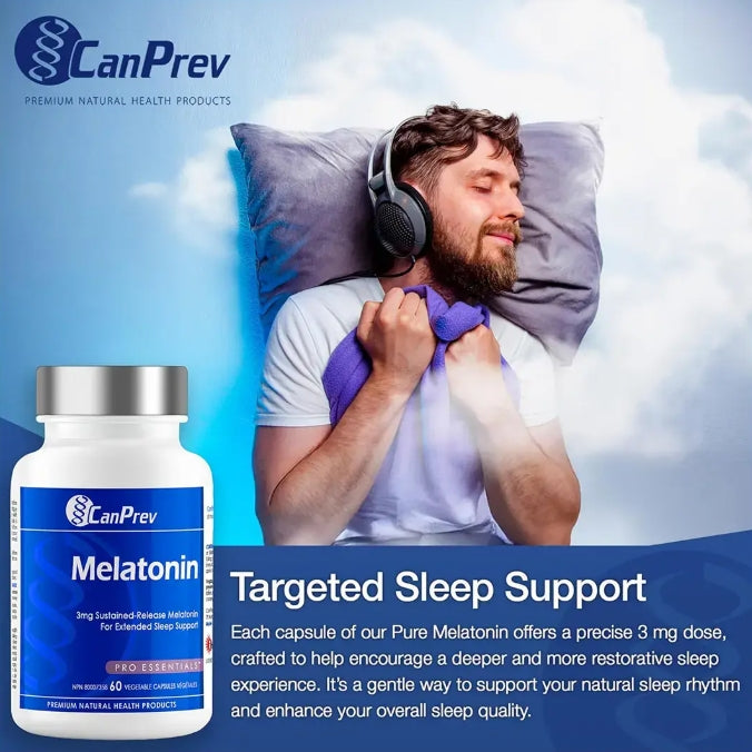 加拿大CanPrev 緩釋褪黑素  Melatonin Sustained-Release 3mg，60粒 膠囊