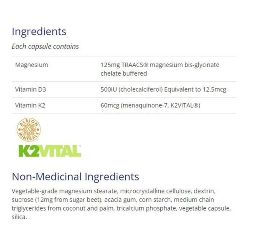 加拿大CanPrev 雙甘氨酸鎂+D3+K2  Magnesium + Vegan D3 & K2，90粒 膠囊