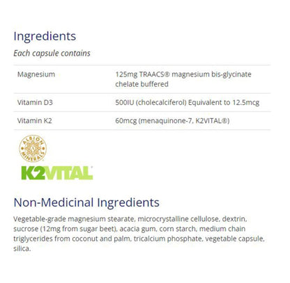 加拿大CanPrev 雙甘氨酸鎂+D3+K2  Magnesium + Vegan D3 & K2，90粒 膠囊