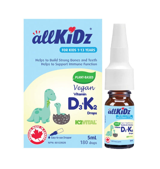 加拿大直送allKiDz 兒童素食版維生素D3+K2滴劑 Vegan Vitamin D3 & K2 Drops, 5 ml