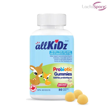 加拿大直送allKiDz 兒童益生菌軟糖 LactoSpore® Probiotic Gummies, 酸奶味/80粒