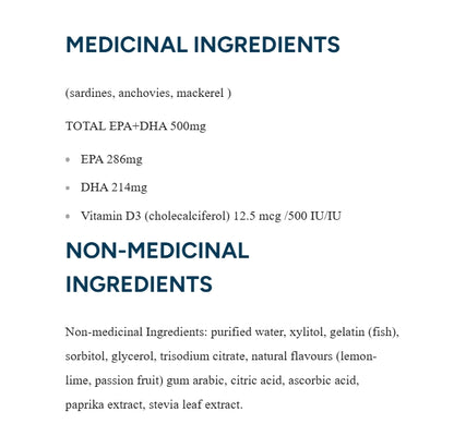 加拿大直送NutraSea Omega-3 兒童軟糖 Omega-3 500mg EPA+DHA 30 Gummies