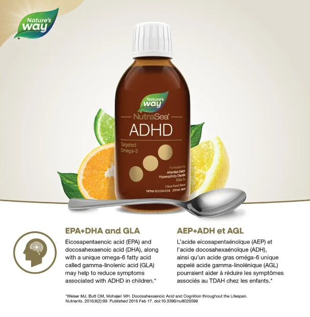 加拿大直送NutraSea 兒童專注力魚油 ADHD Targeted Omega-3 Citrus Punch 200mL